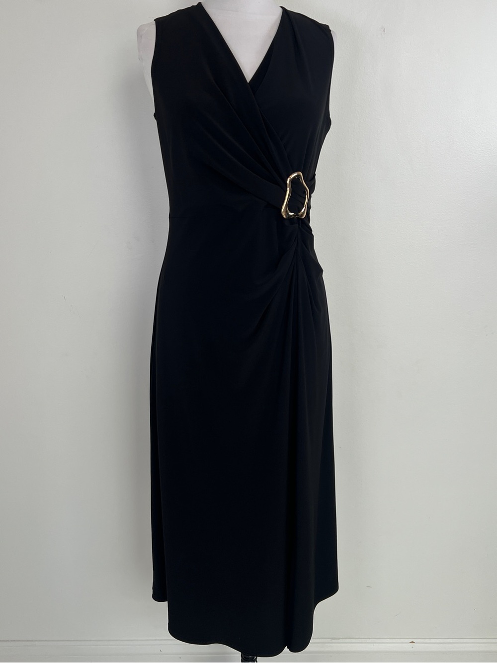 NWT! Joseph Ribkoff Black Knee‎ length Dress Gold Jewel 231052 Size 8 RET $275